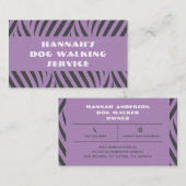 Pet Sitter Dog Walking Animal Care Paars Visitekaartje (Voorkant / Achterkant)