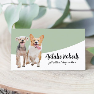 Pet Sitter Dog Walking Pet Boutique Sage Green Visitekaartje