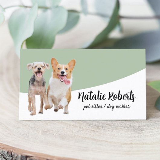 Pet Sitter Dog Walking Pet Boutique Sage Green Visitekaartje