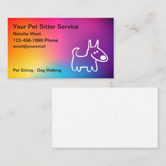 Pet Sitter Dog Walking Service Visitekaartje (Voorkant / Achterkant)