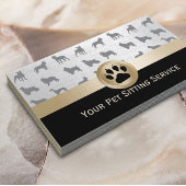 Pet Sitter Elegant Black & Gold Paw Print Visitekaartje
