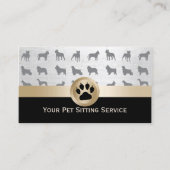 Pet Sitter Elegant Black & Gold Paw Print Visitekaartje (Voorkant)