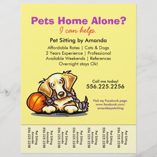 Pet Sitter en Golden Retriever Scheurplaat Flyer (Voorkant)