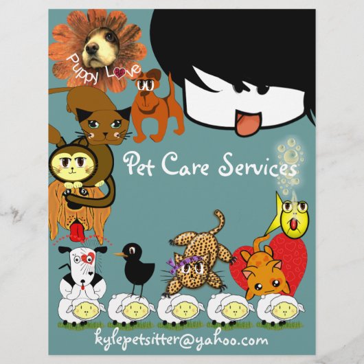 Pet Sitter Flyer veel verkuilde dieren (Achterkant)