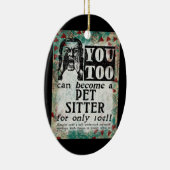 Pet Sitter - Funny  Retro Keramisch Ornament (Rechts)