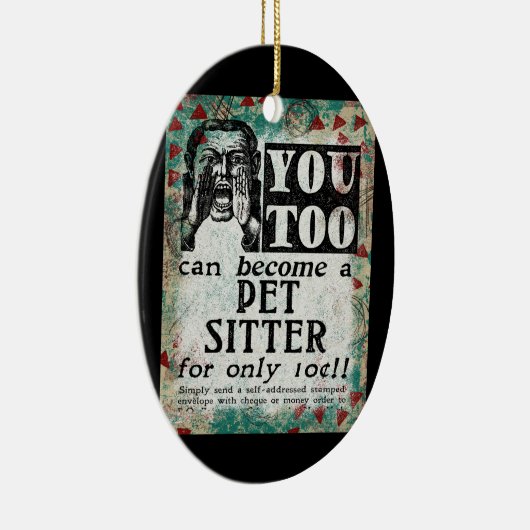 Pet Sitter - Funny Retro Keramisch Ornament (Rechts)