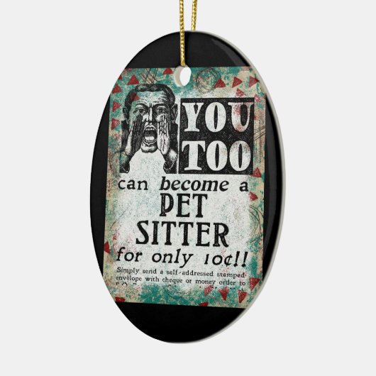 Pet Sitter - Funny Retro Keramisch Ornament (Links)