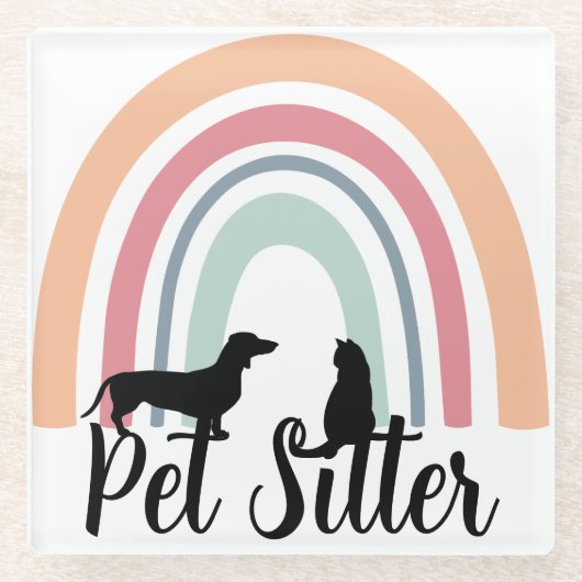 Pet Sitter Glazen Onderzetter (Voorkant)