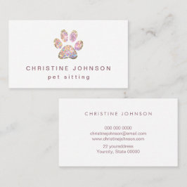 Pet Sitter Glitter Poot Print logo Visitekaartje