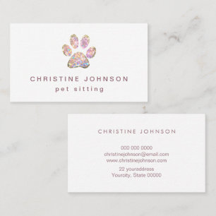 Pet Sitter Glitter Poot Print logo Visitekaartje