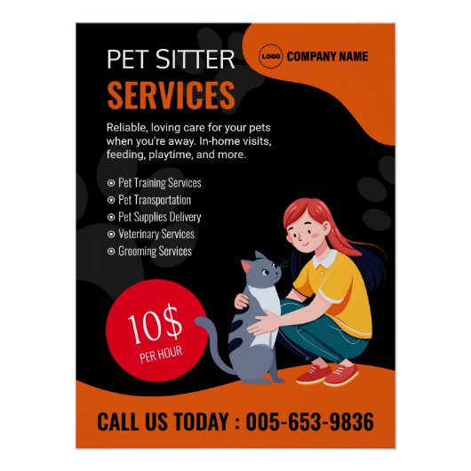 Pet Sitter Glossy Poster (Voorkant)