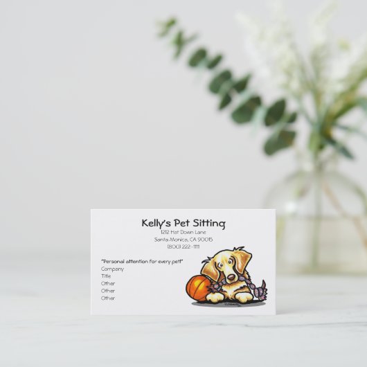 Pet Sitter Golden Retriever Simple Visitekaartje (Staand voorkant)
