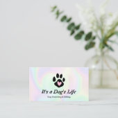 Pet Sitter & Groomer Dog Heart Paw Holographic Visitekaartje (Staand voorkant)