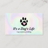Pet Sitter & Groomer Dog Heart Paw Holographic Visitekaartje (Voorkant)