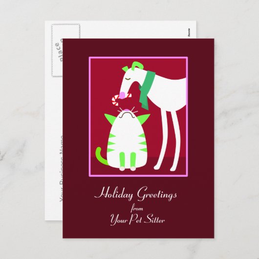 Pet Sitter Holiday Briefkaart (Voorkant / Achterkant)