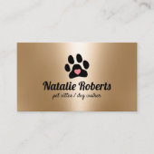 Pet Sitter Hond Walker Poot Hart Modern Goud Visitekaartje (Voorkant)