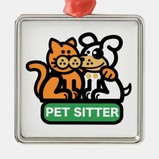 Pet Sitter (kat en hond) Metalen Ornament (Voorkant)