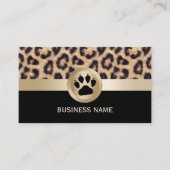 Pet Sitter Monogram Paw Modern Leopard Print Visitekaartje (Voorkant)