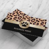 Pet Sitter Monogram Paw Modern Leopard Print Visitekaartje