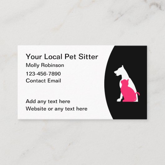 Pet Sitter Nieuwe Eenvoudige Visitekaartjes (Voorkant)
