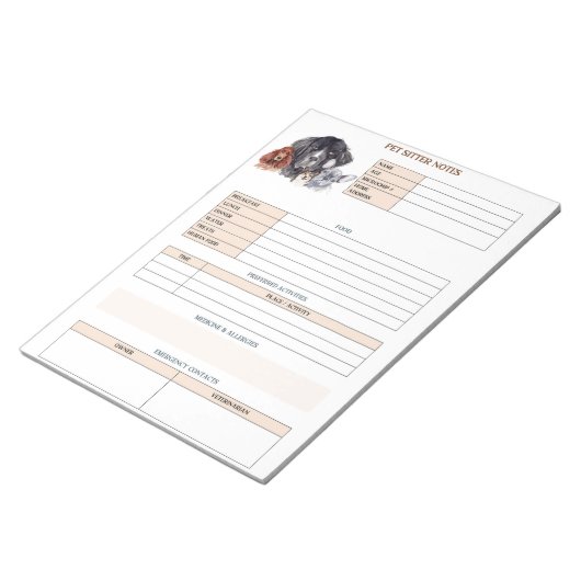 Pet Sitter Notities voor Hond Moeder of Kat Moeder Notitieblok (Schuin)
