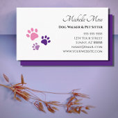 Pet Sitter Paw Drukt Paars Roze af Visitekaartje