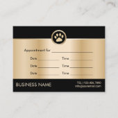 Pet Sitter Pet Salon Gold Paw Logo Benoeming Afsprakenkaartje (Voorkant)