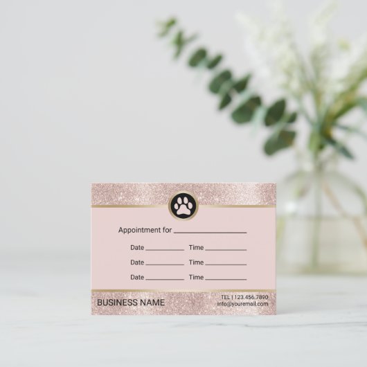 Pet Sitter Pet Sitting Blush Roos Gold Appointing Afsprakenkaartje (Staand voorkant)