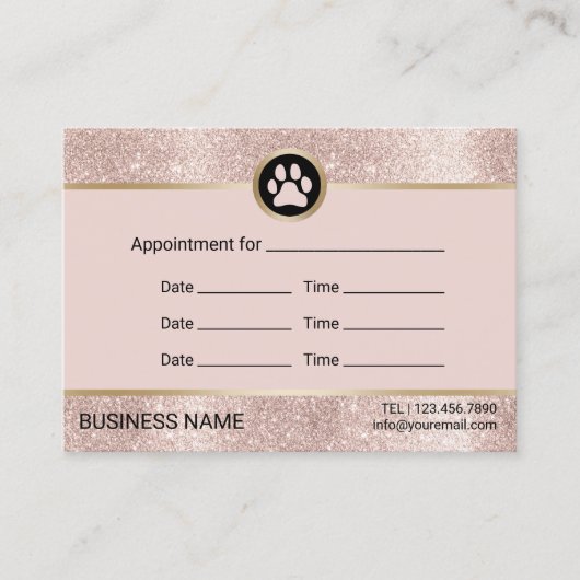 Pet Sitter Pet Sitting Blush Roos Gold Appointing Afsprakenkaartje (Voorkant)