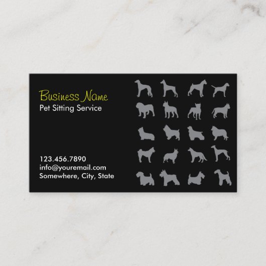 Pet Sitter Professional Black Pet Sitting Visitekaartje (Voorkant)