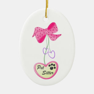 Pet Sitter (roze gevaar) Keramisch Ornament