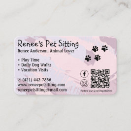 Pet Sitter Roze Paint QR Code Visitekaartje