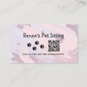 Pet Sitter Roze Paint QR Code Visitekaartje (Achterkant)
