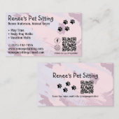 Pet Sitter Roze Paint QR Code Visitekaartje (Voorkant / Achterkant)
