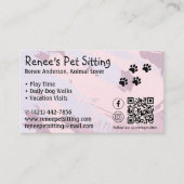 Pet Sitter Roze Paint QR Code Visitekaartje (Voorkant)