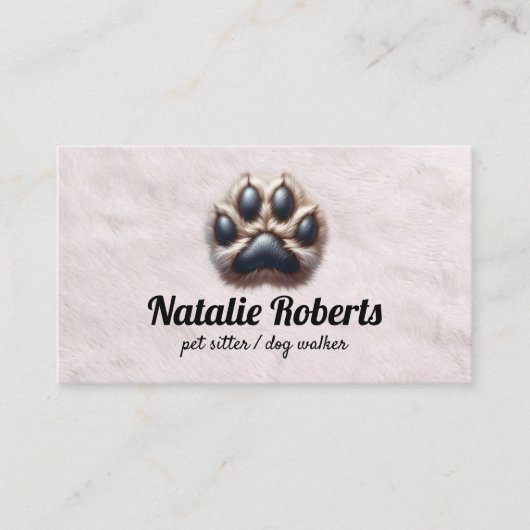 Pet Sitter Schattige Furry Paw Print Dog Walker Visitekaartje (Voorkant)