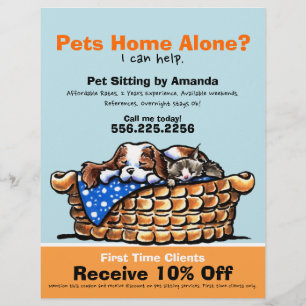 Pet Sitter Sitting ad Coupon CKCS/kitten Flyer