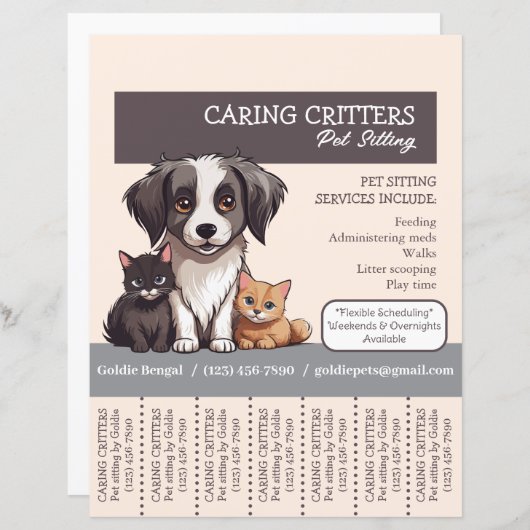 Pet Sitter Tear-Away Flyer (Voorkant / Achterkant)