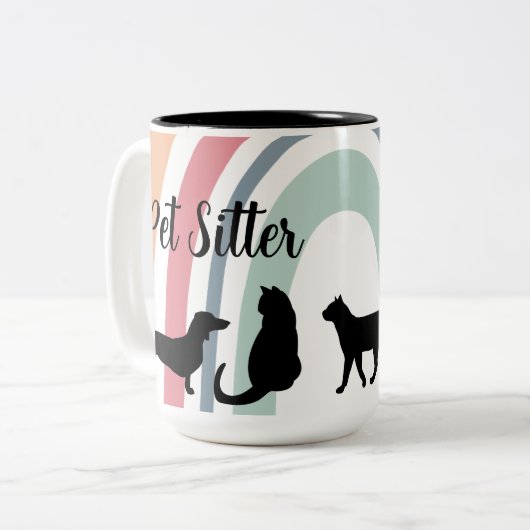 Pet Sitter Tweekleurige Koffiemok (Voorkant links)