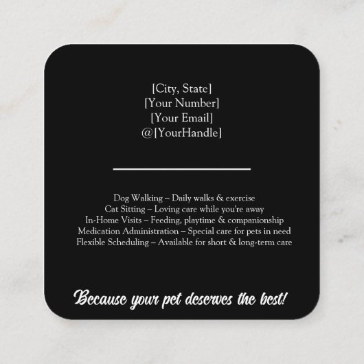  Pet Sitter Visitekaartje (Achterkant)