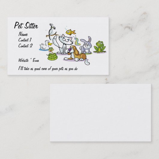 Pet Sitter Visitekaartje (Voorkant / Achterkant)