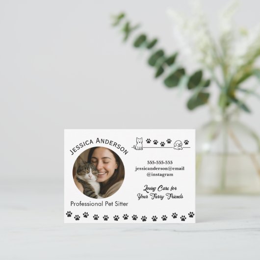 Pet Sitter Visitekaartje (Staand voorkant)