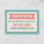 Pet Sitter Visitekaartje -  (Achterkant)