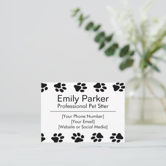 Pet Sitter Visitekaartje (Staand voorkant)