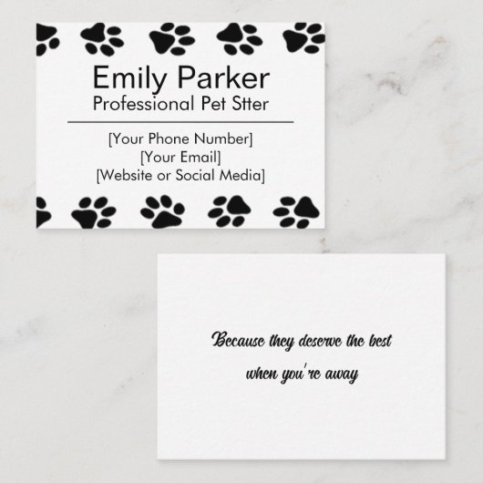  Pet Sitter Visitekaartje (Voorkant / Achterkant)