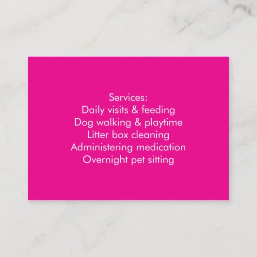  Pet Sitter Visitekaartje met Foto (Achterkant)