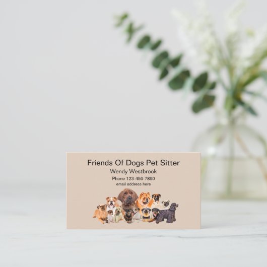 Pet Sitter Visitekaartjes Dogs Thema (Staand voorkant)