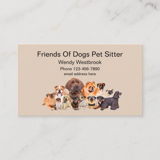 Pet Sitter Visitekaartjes Dogs Thema (Voorkant)