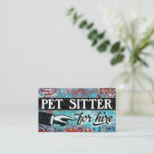 Pet Sitter voor hire Visitekaartjes - blauw rood (Staand voorkant)
