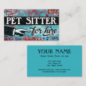 Pet Sitter voor hire Visitekaartjes - blauw rood (Voorkant / Achterkant)